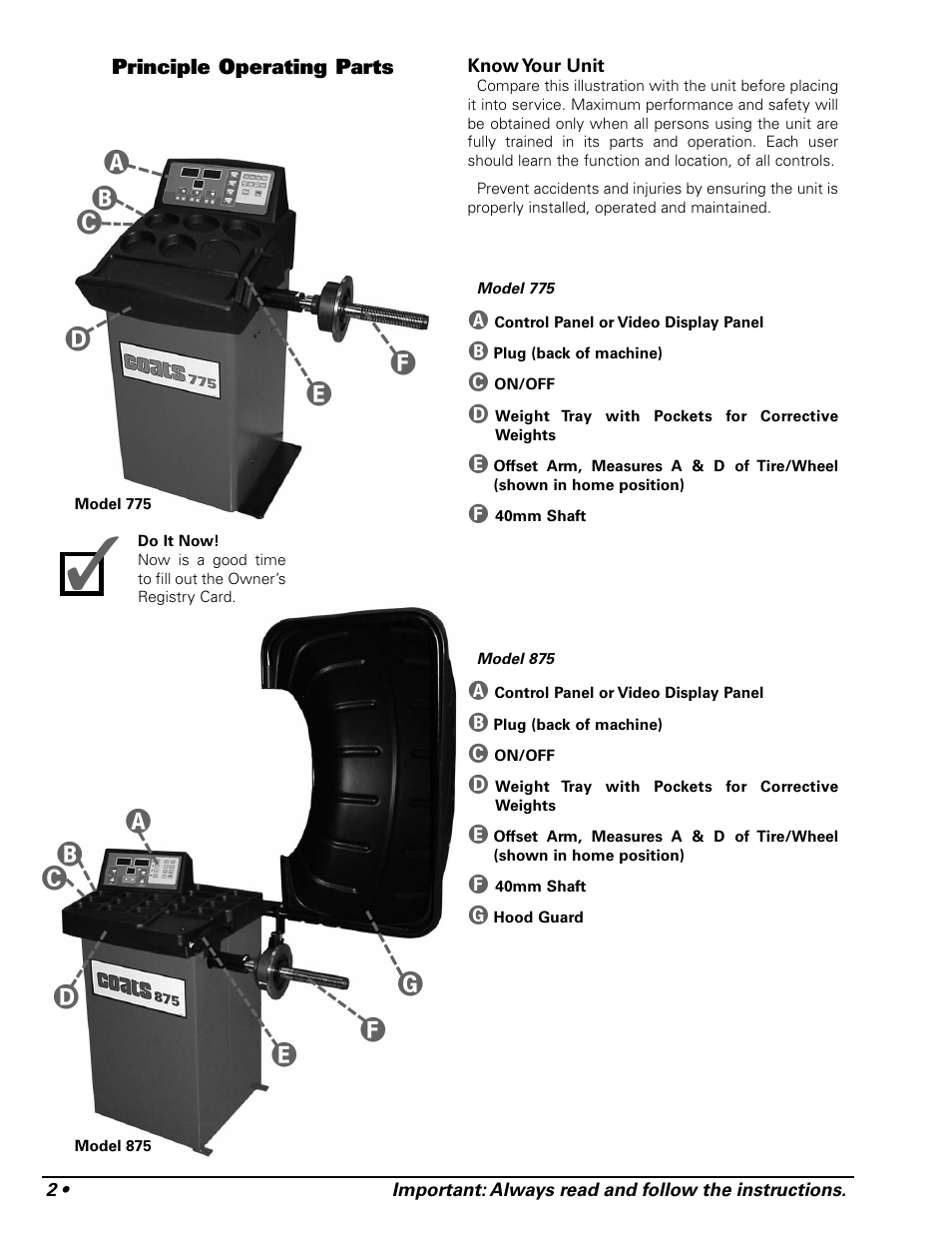 COATS 875 Series Balancer User Manual | Page 8 / 28