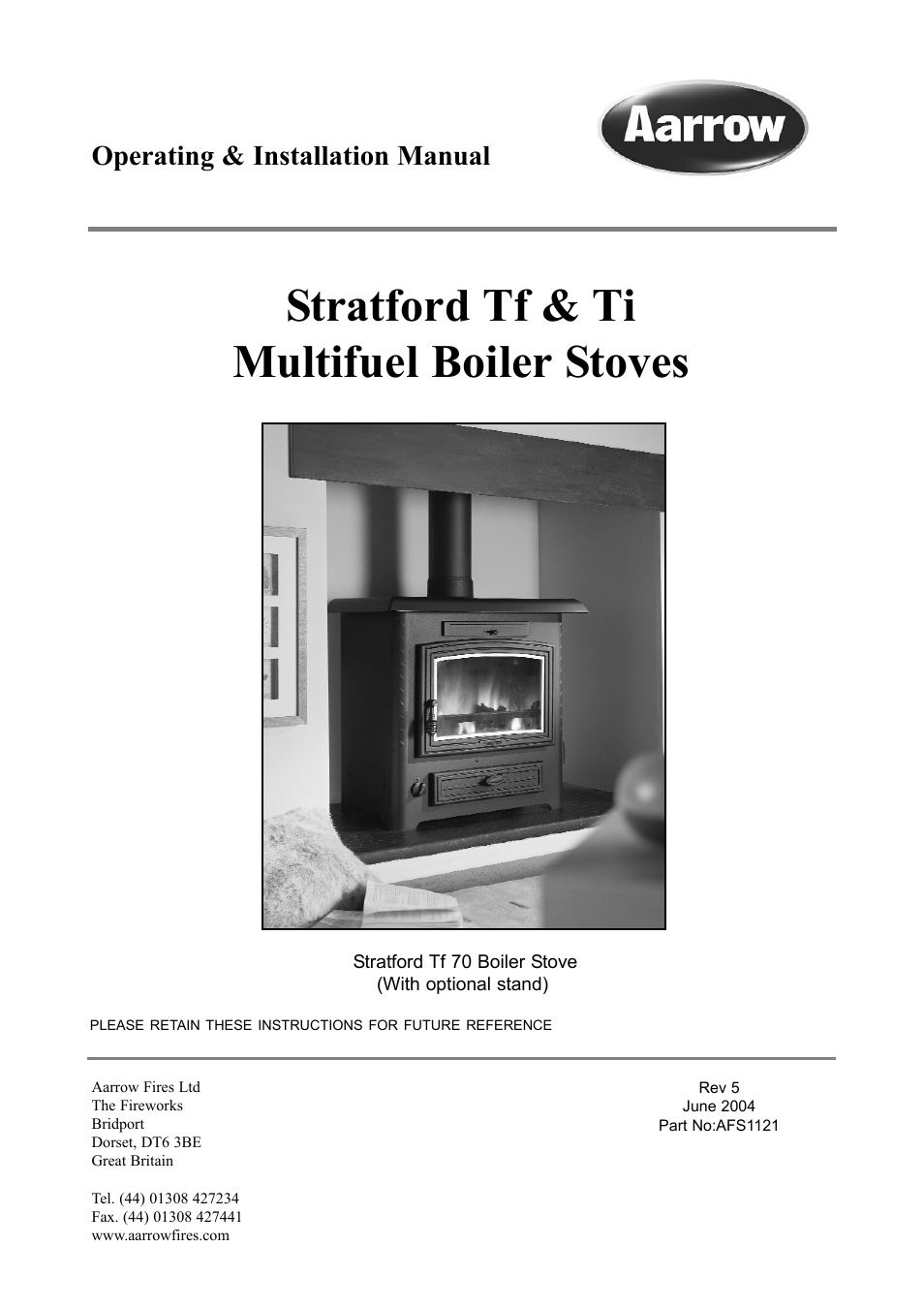 Aarrow Fires Stratford Ti User Manual | 36 pages