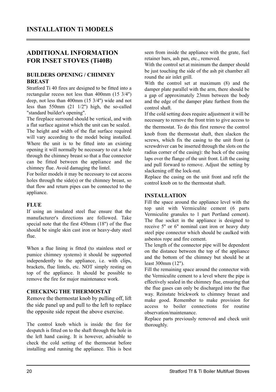 Aarrow Fires Stratford Ti User Manual | Page 20 / 36