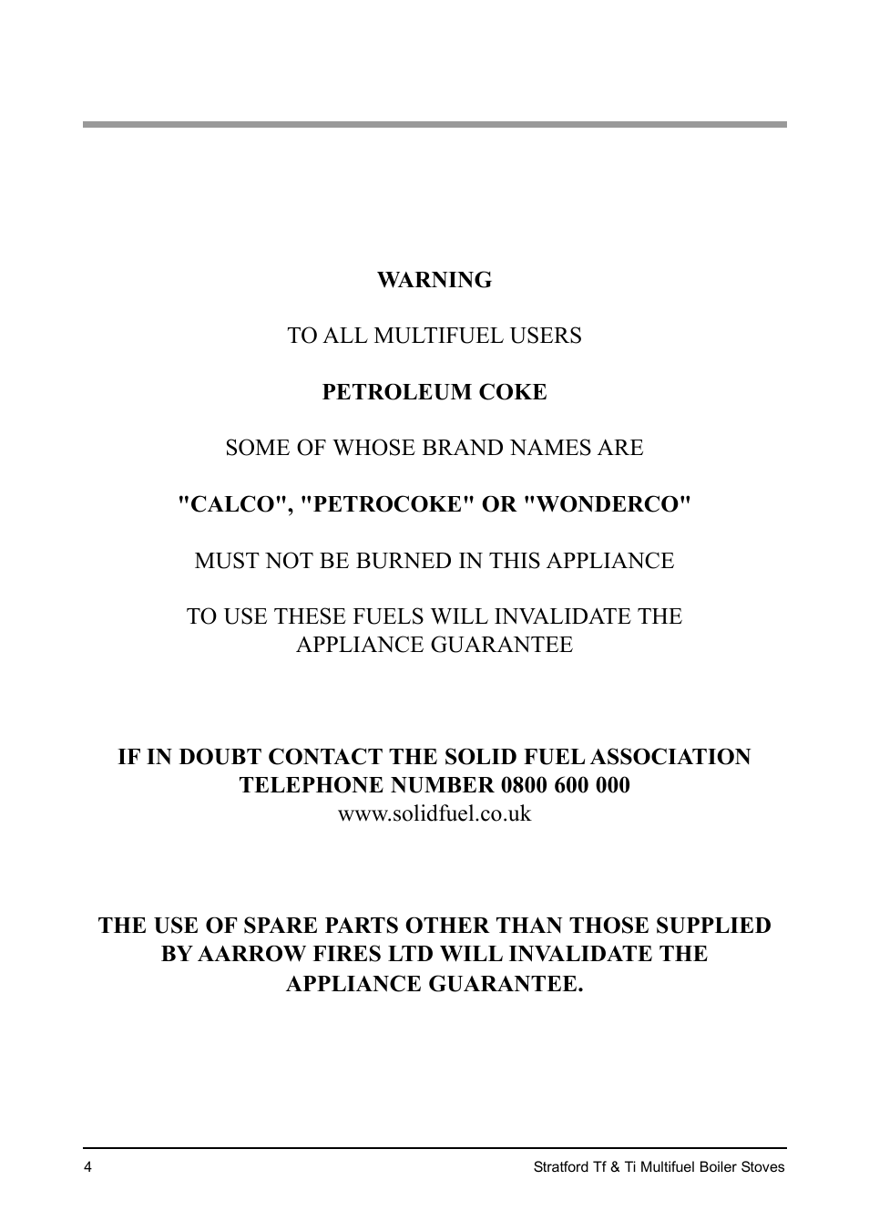 Aarrow Fires Stratford Ti User Manual | Page 4 / 36