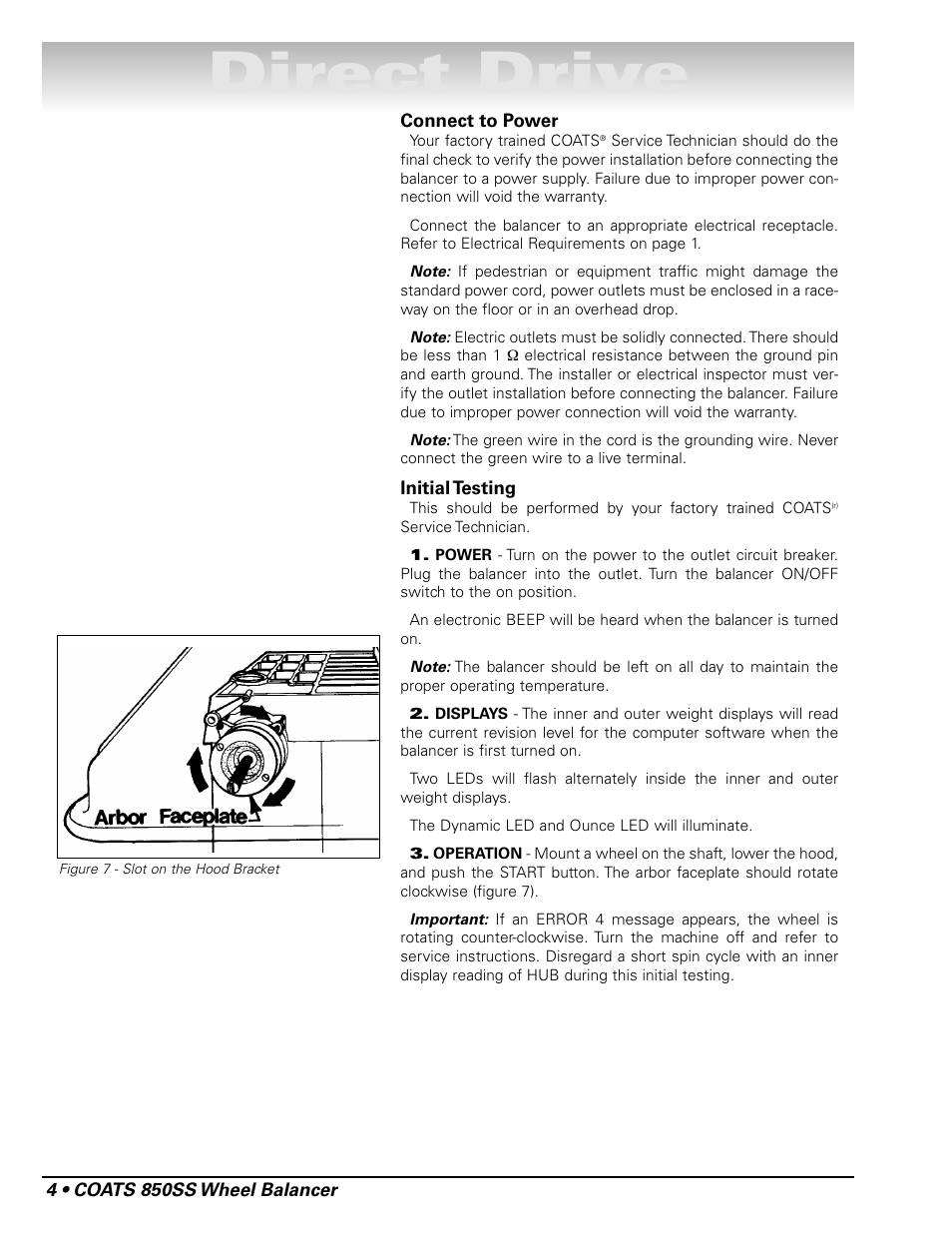 Direct drive | COATS 850 Solid State Wheel Balancer User Manual | Page 10 / 20