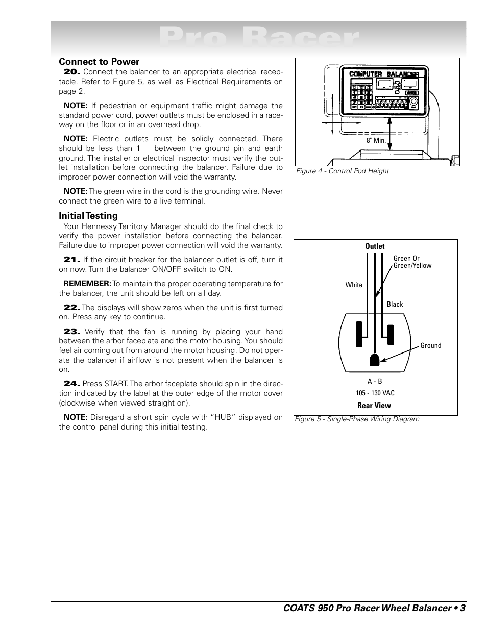 Pro racer | COATS 950 Pro Racer Wheel Balancer User Manual | Page 9 / 20