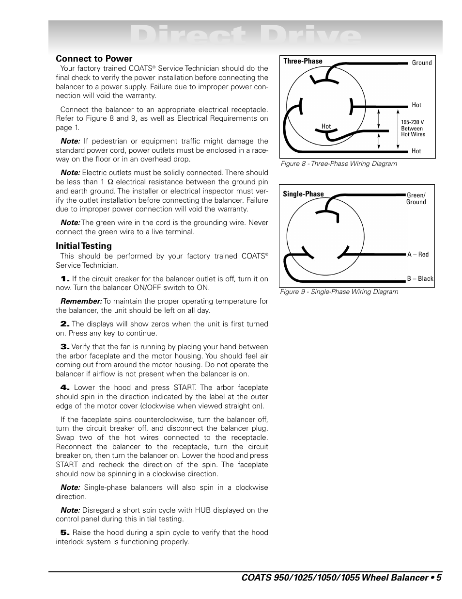 Direct drive | COATS 1055 Balancer User Manual | Page 11 / 24