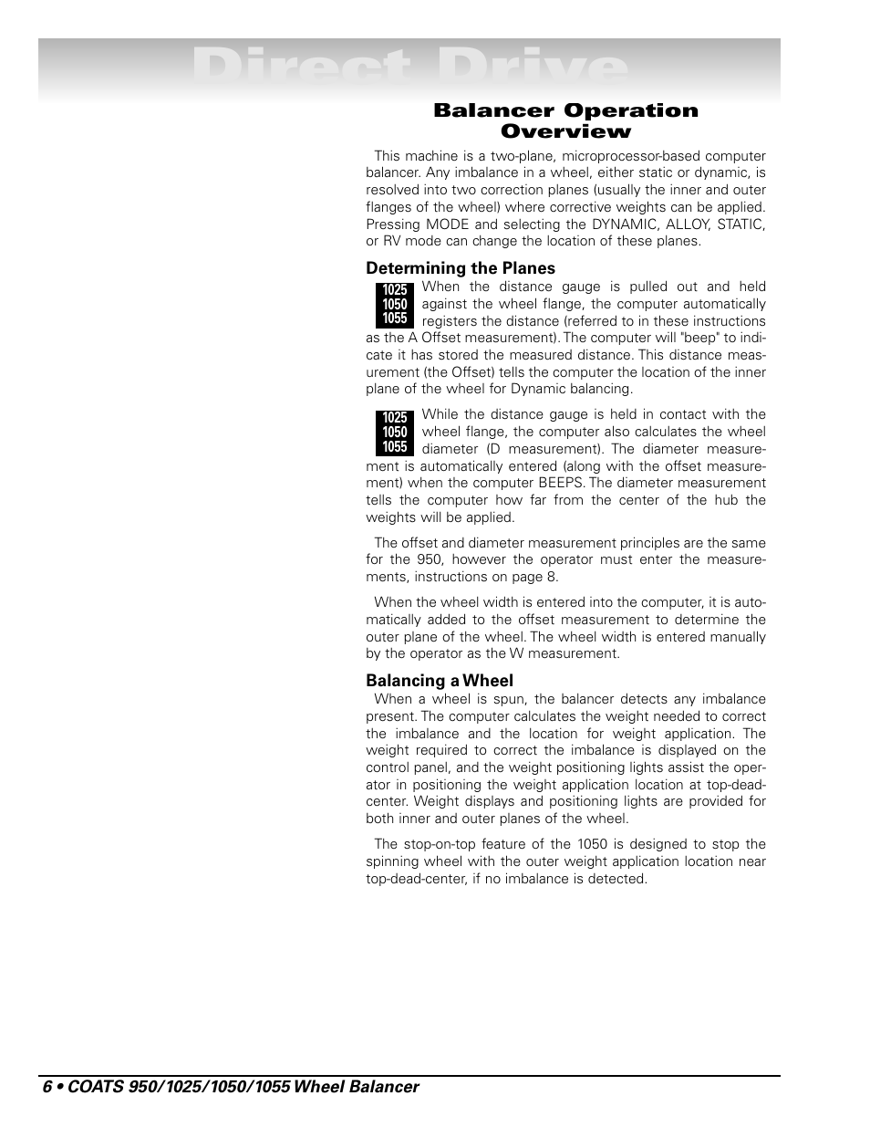 Direct drive | COATS 1055 Balancer User Manual | Page 12 / 24
