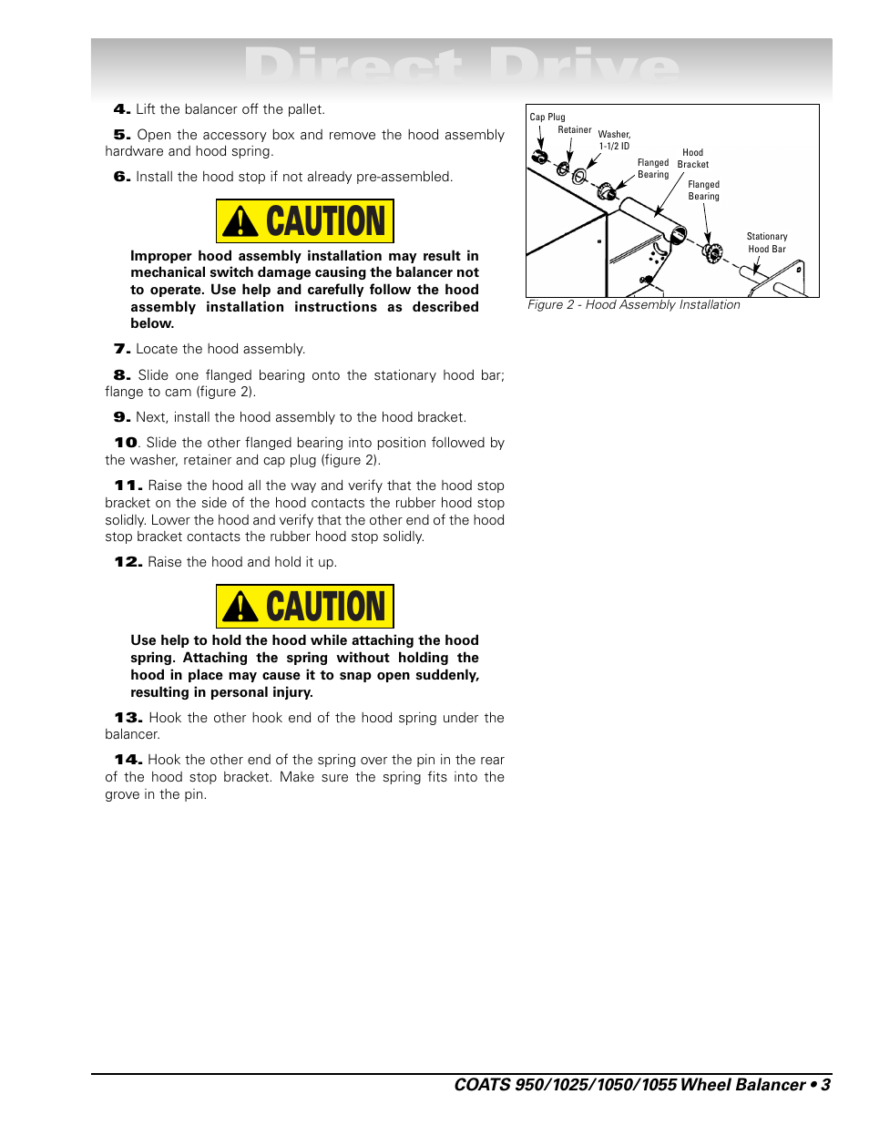Direct drive, Caution | COATS 1055 Balancer User Manual | Page 9 / 24
