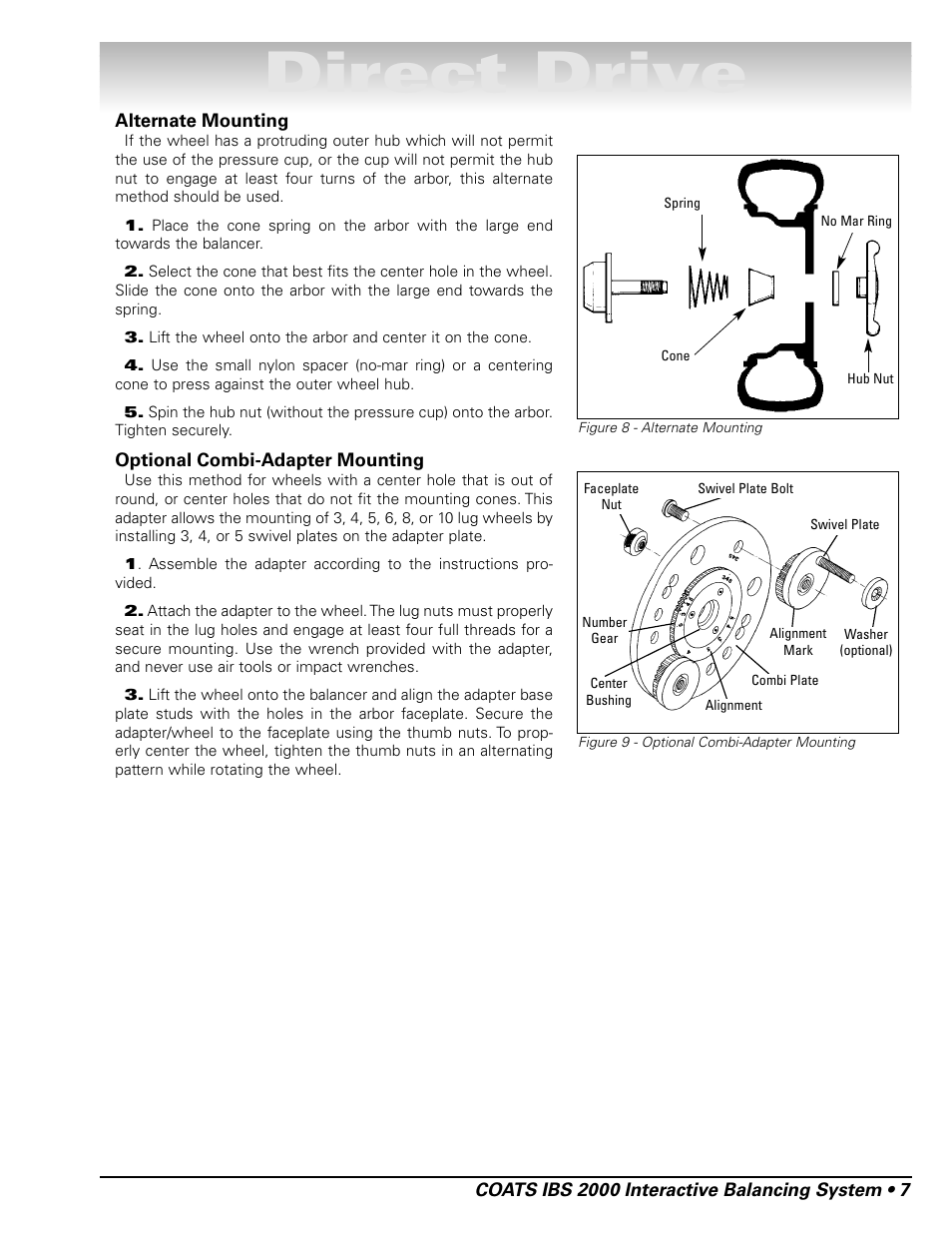 Direct drive | COATS IBS 2000 Wheel Balancer User Manual | Page 13 / 24