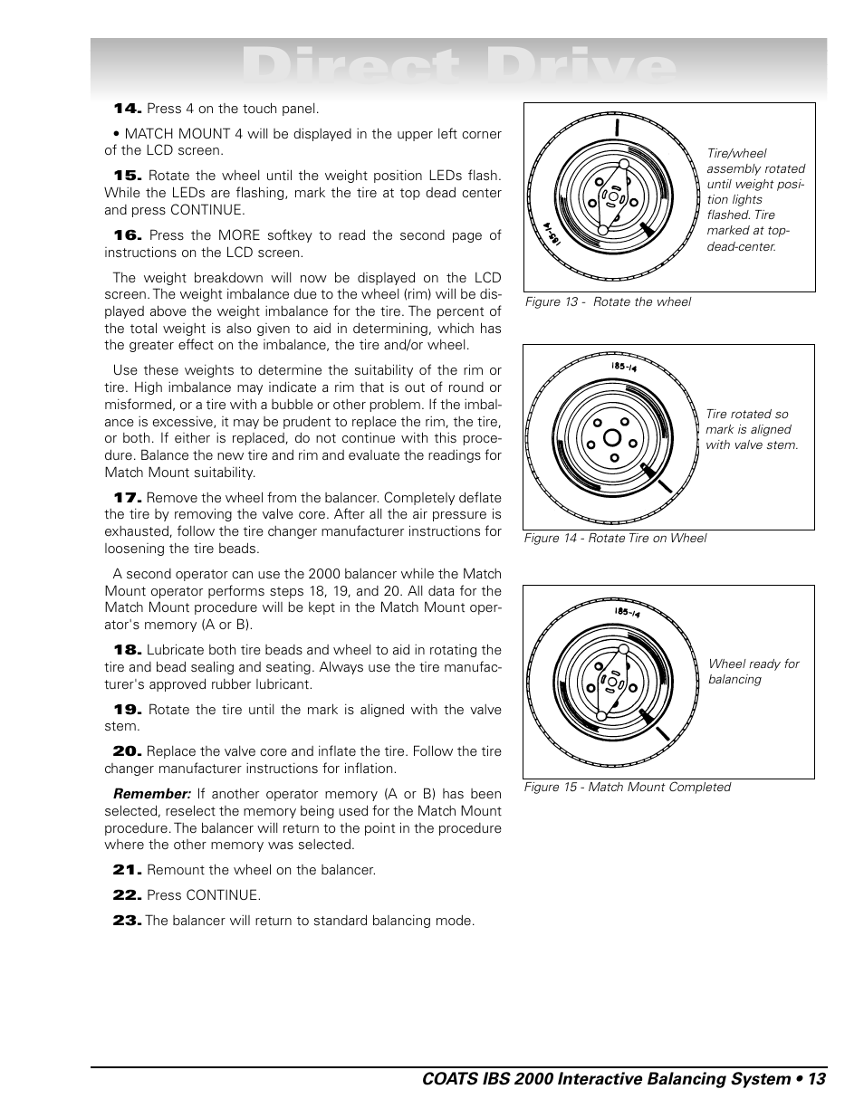 Direct drive | COATS IBS 2000 Wheel Balancer User Manual | Page 19 / 24