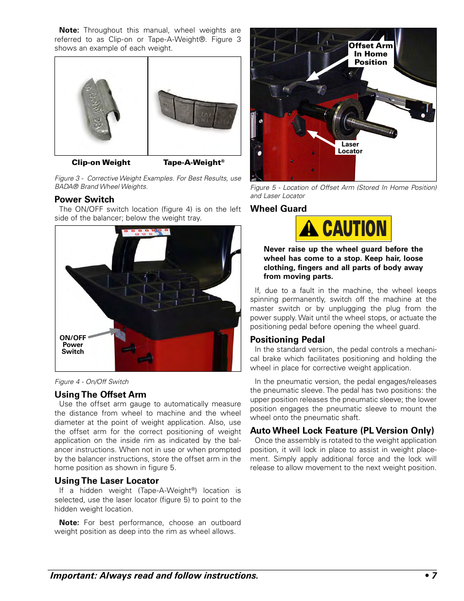 Caution | COATS ProRide Wheel Balancer User Manual | Page 11 / 34