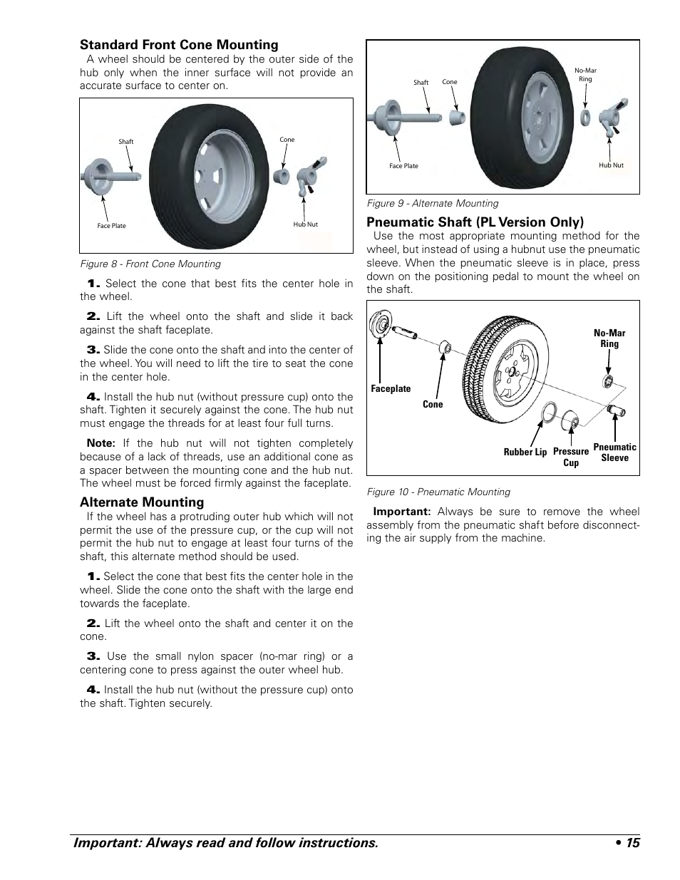 Alternate mounting, Pneumatic shaft (pl version only) | COATS ProRide Wheel Balancer User Manual | Page 19 / 34