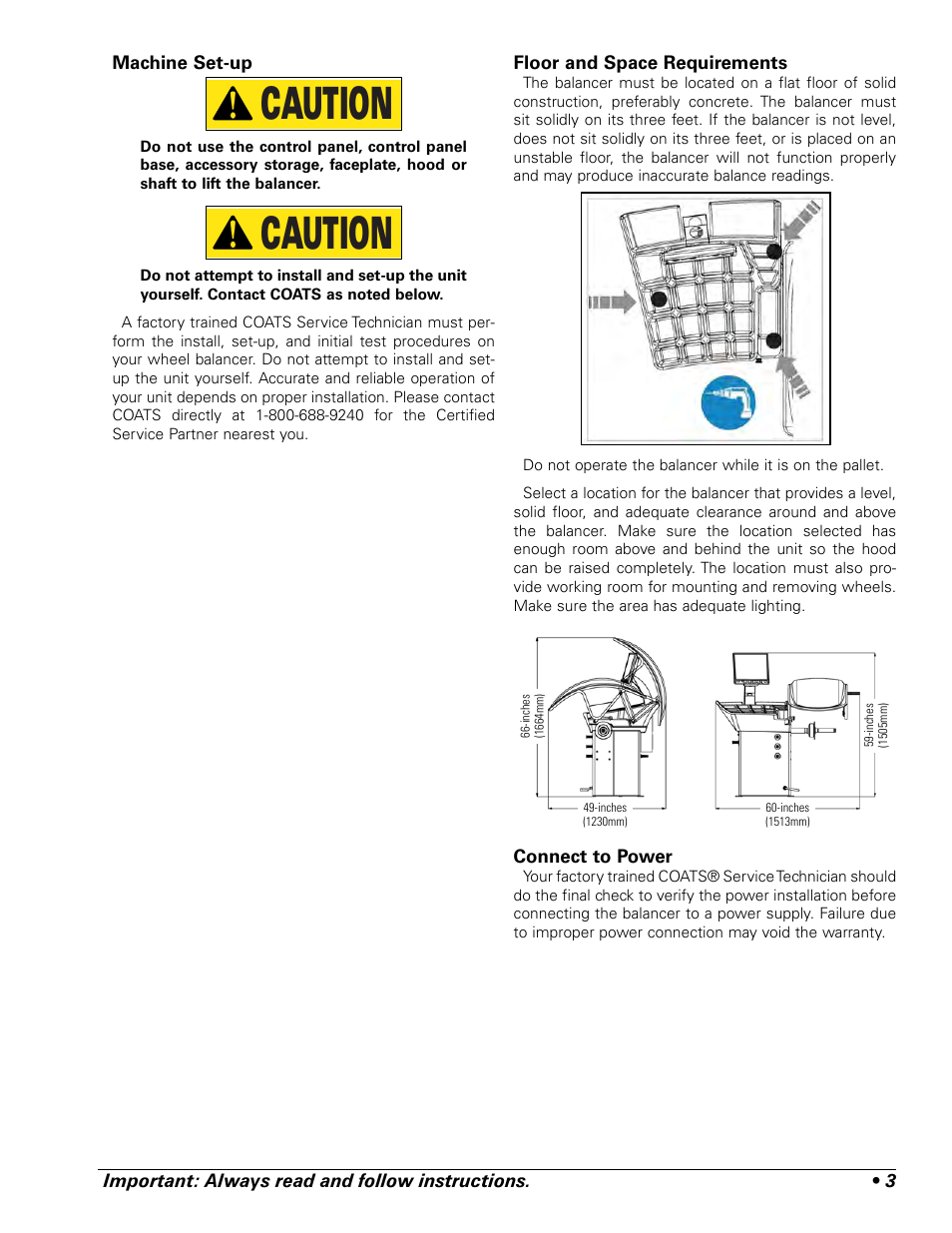 Caution | COATS ProRide Wheel Balancer User Manual | Page 7 / 34