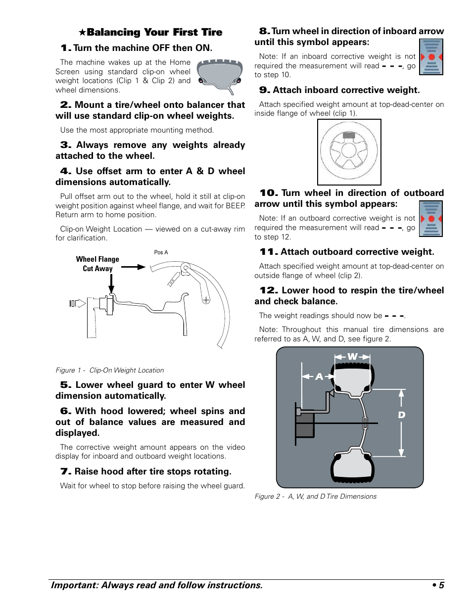 Balancing your first tire | COATS ProRide Wheel Balancer User Manual | Page 9 / 34
