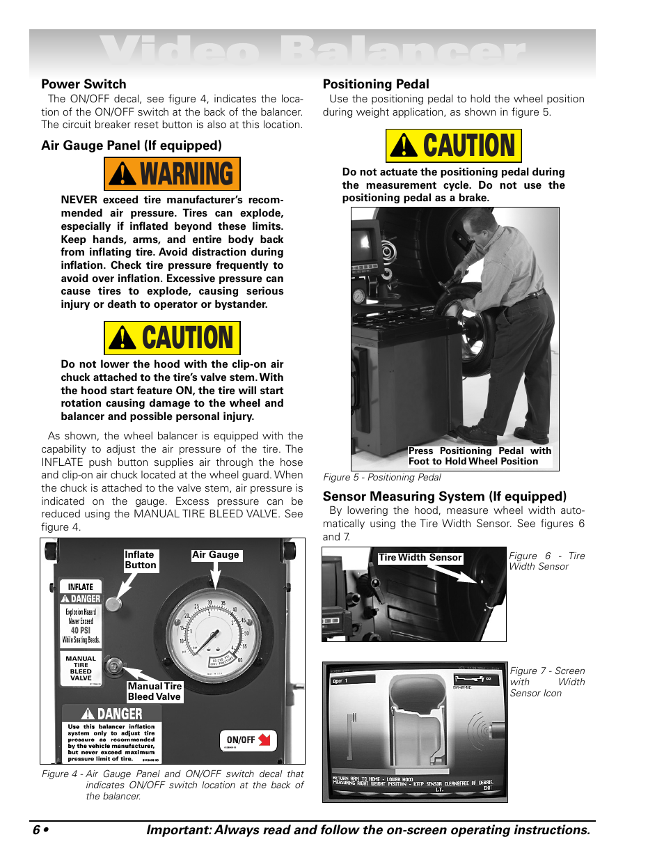 Video balancer, Caution, Caution warning | COATS Series XR 1750, 1750-2D, 1750-3D, 1750-3DI Balancer User Manual | Page 12 / 40