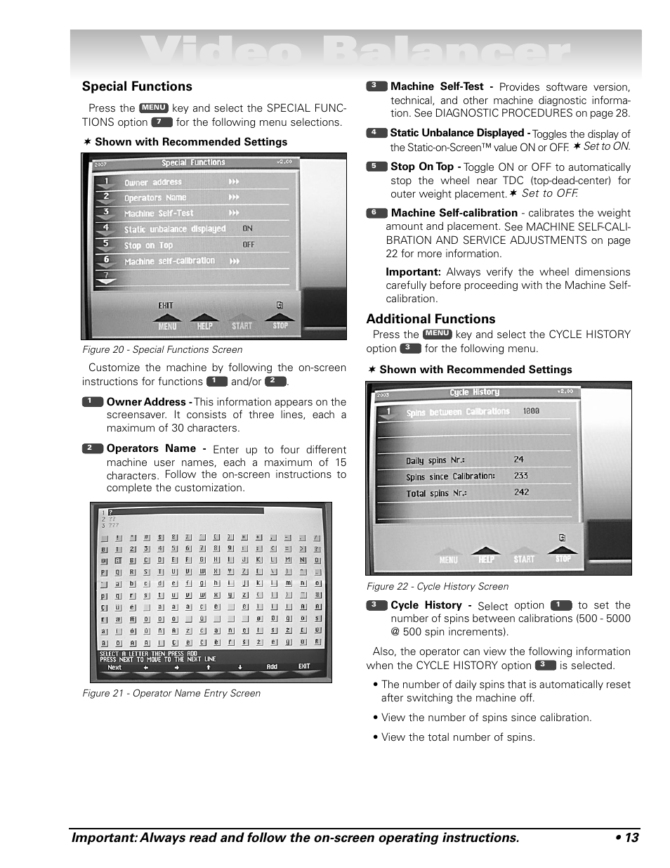 Video balancer | COATS Series XR 1750, 1750-2D, 1750-3D, 1750-3DI Balancer User Manual | Page 19 / 40