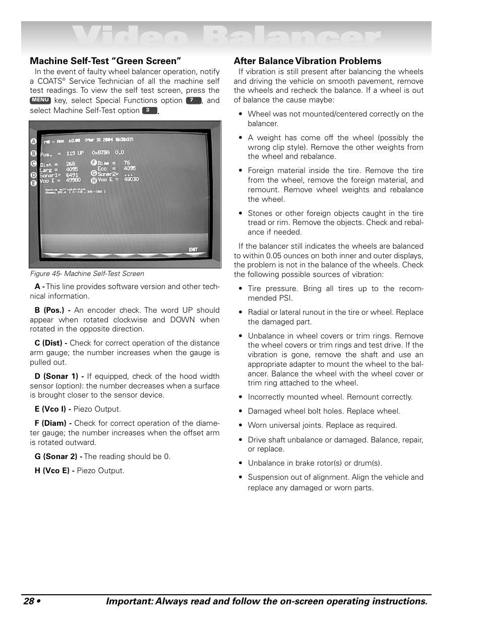 Video balancer | COATS Series XR 1750, 1750-2D, 1750-3D, 1750-3DI Balancer User Manual | Page 34 / 40