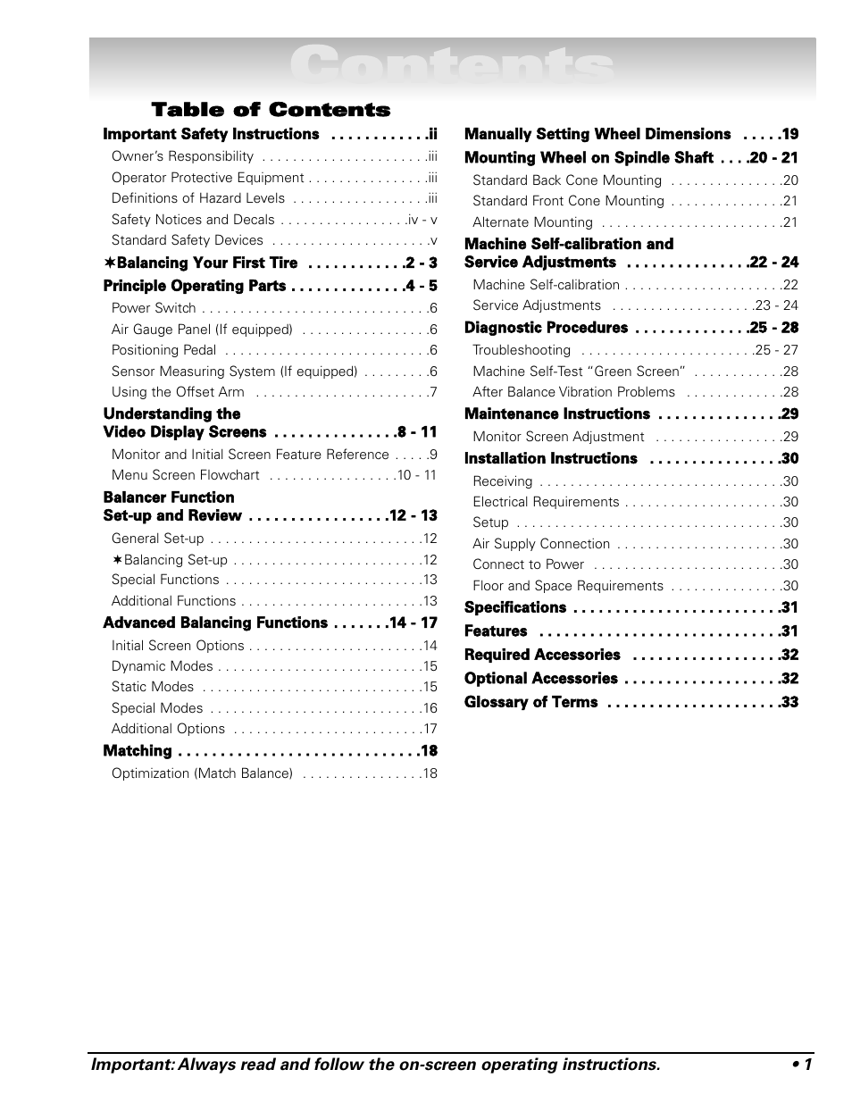 COATS Series XR 1750, 1750-2D, 1750-3D, 1750-3DI Balancer User Manual | Page 7 / 40