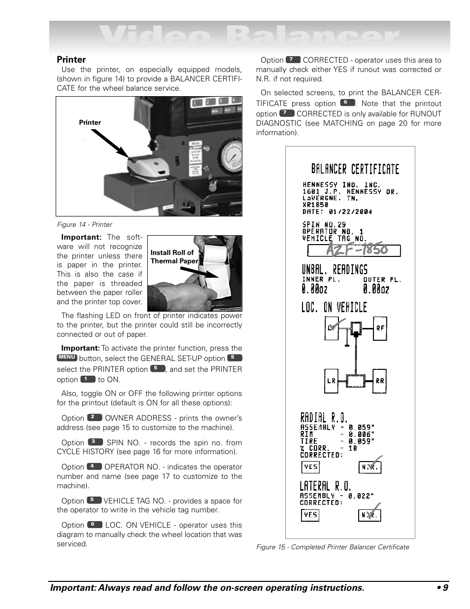 Video balancer | COATS Series XR 1800 Balancer User Manual | Page 15 / 48