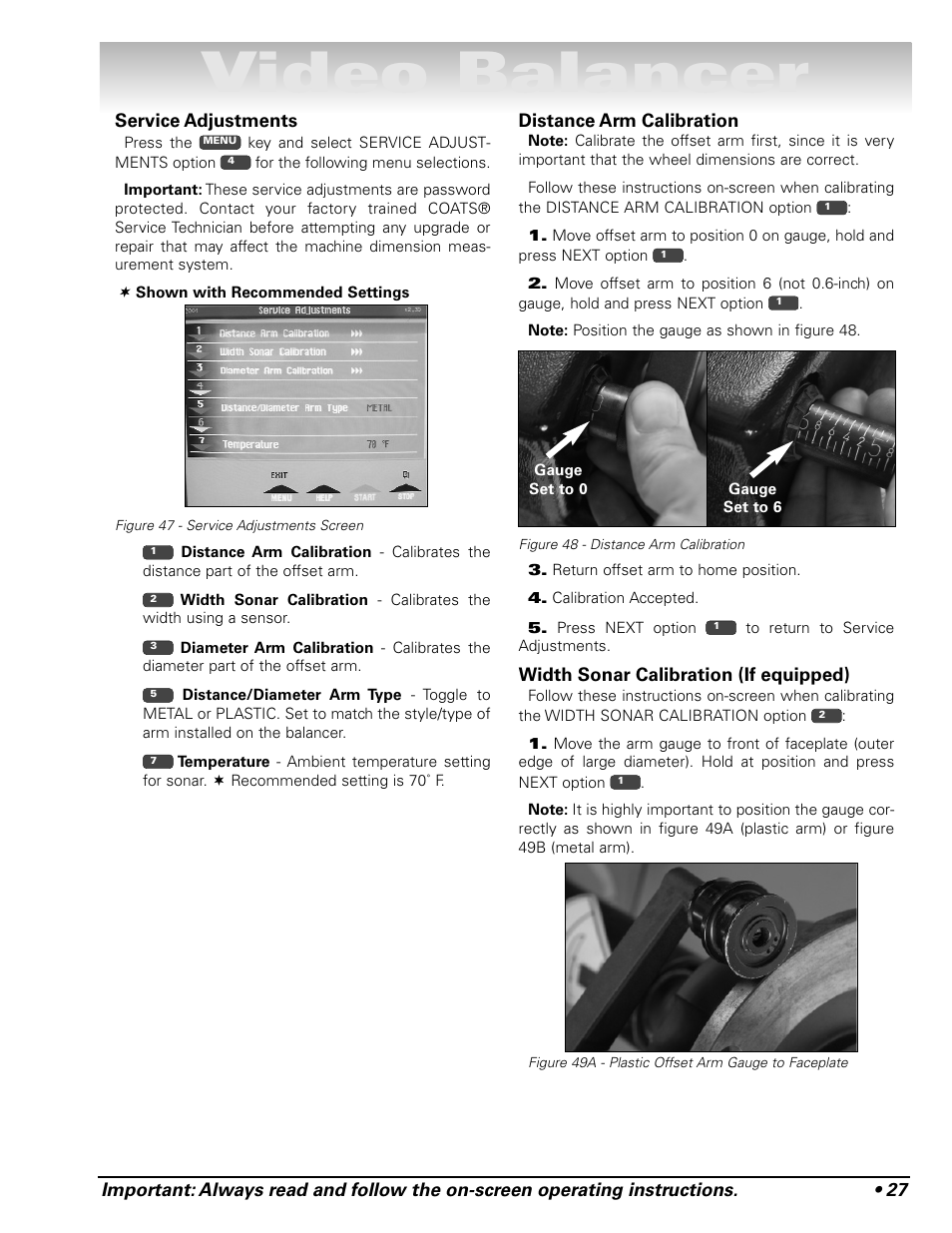 Video balancer | COATS Series XR 1800 Balancer User Manual | Page 33 / 48