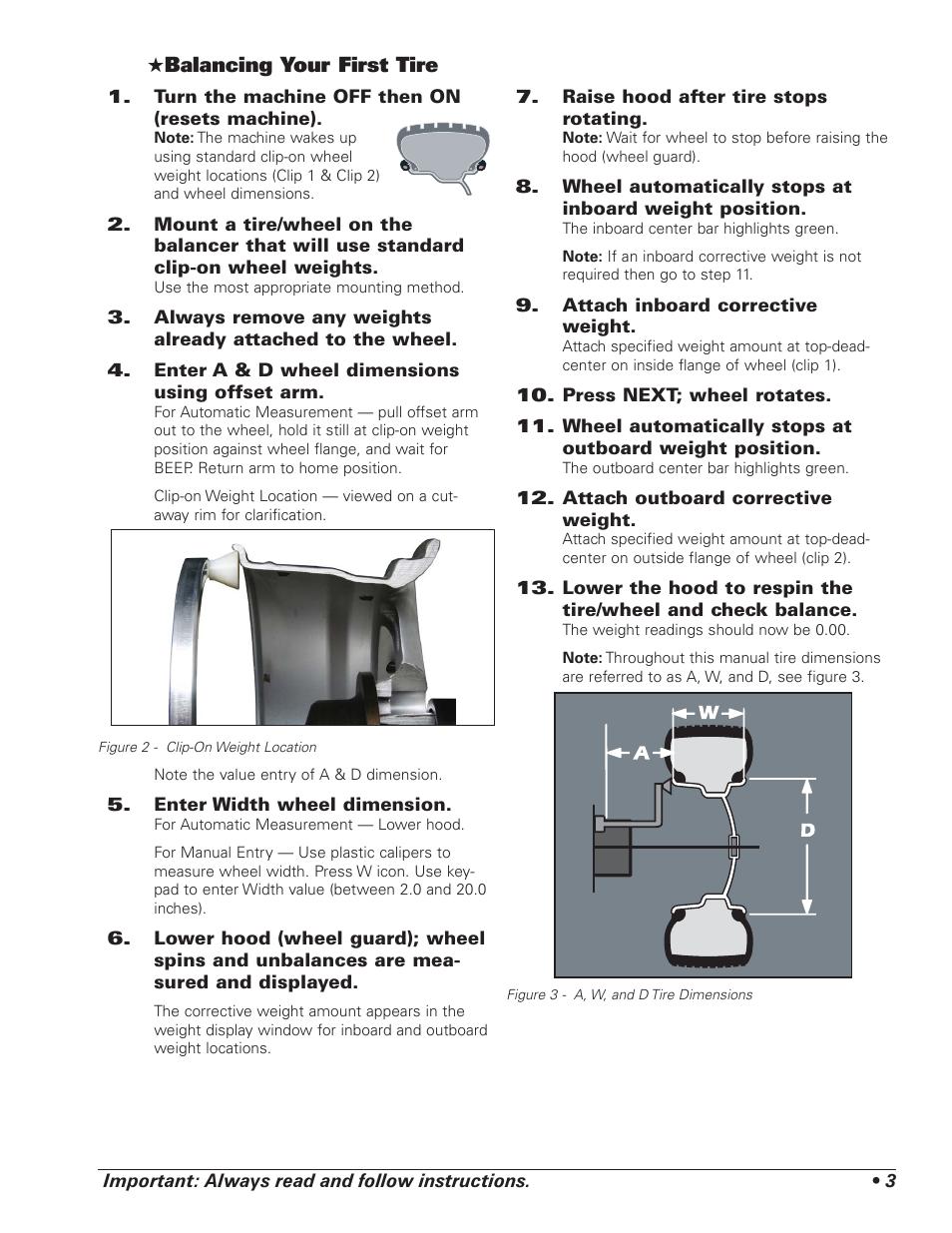 Balancing your first tire | COATS Vero Series Wheel Balancer User Manual | Page 9 / 30