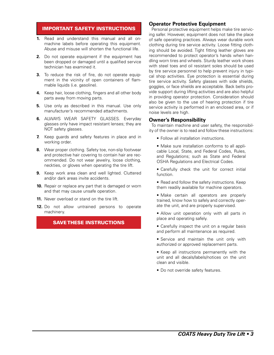 COATS 575 Heavy Duty Tire Lift User Manual | Page 3 / 12