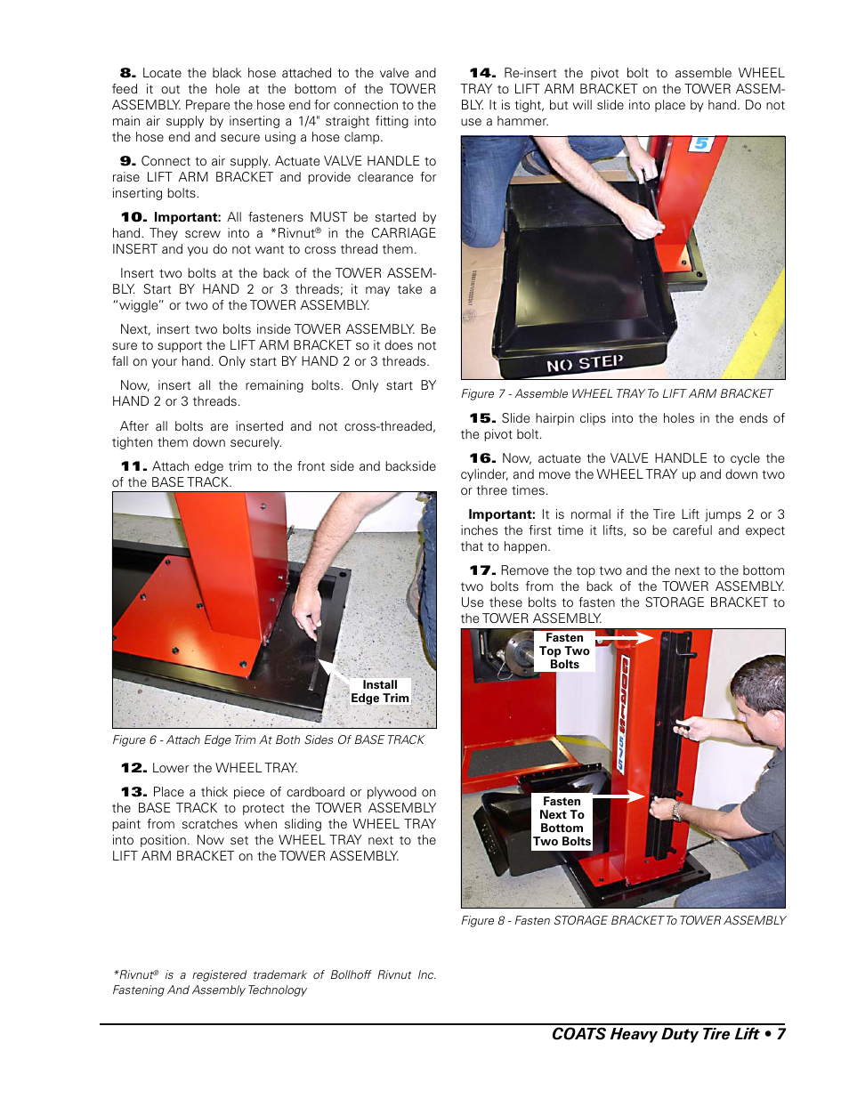 Coats heavy duty tire lift • 7 | COATS 575 Heavy Duty Tire Lift User Manual | Page 7 / 12