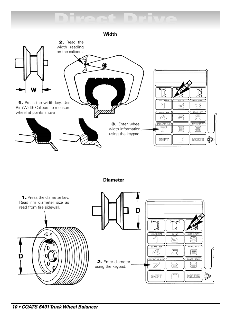 Direct drive | COATS 6401 Computer Truck Wheel Balancer User Manual | Page 16 / 24