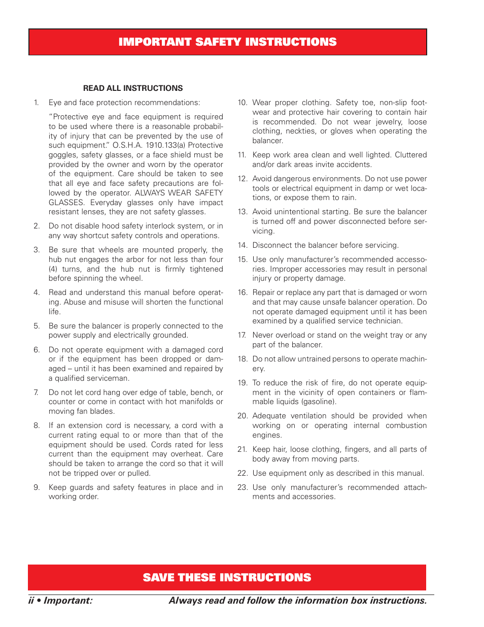 Important safety instructions | COATS 6450 3D User Manual | Page 2 / 28