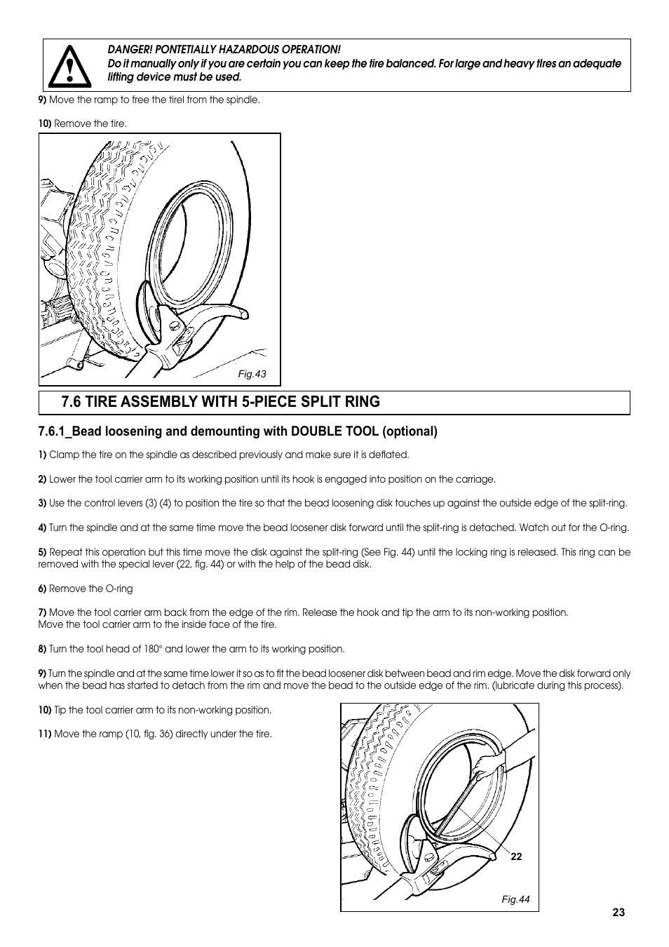 6 tire assembly with 5-piece split ring | COATS CDH-4730 Electric-Hydraulic Tire Changer User Manual | Page 23 / 30