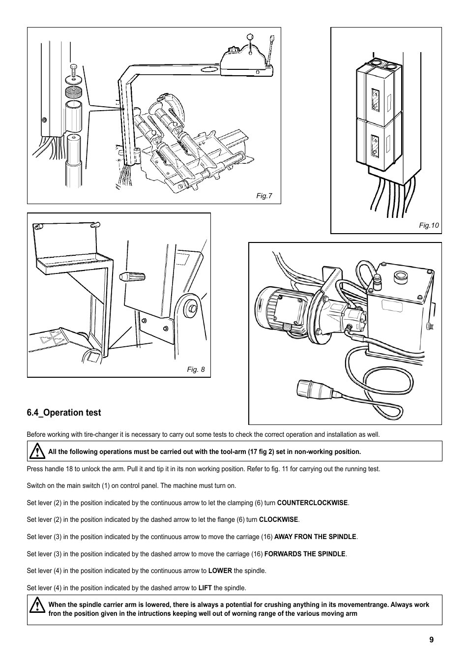 _operation test | COATS CDH-4730 Electric-Hydraulic Tire Changer User Manual | Page 9 / 30