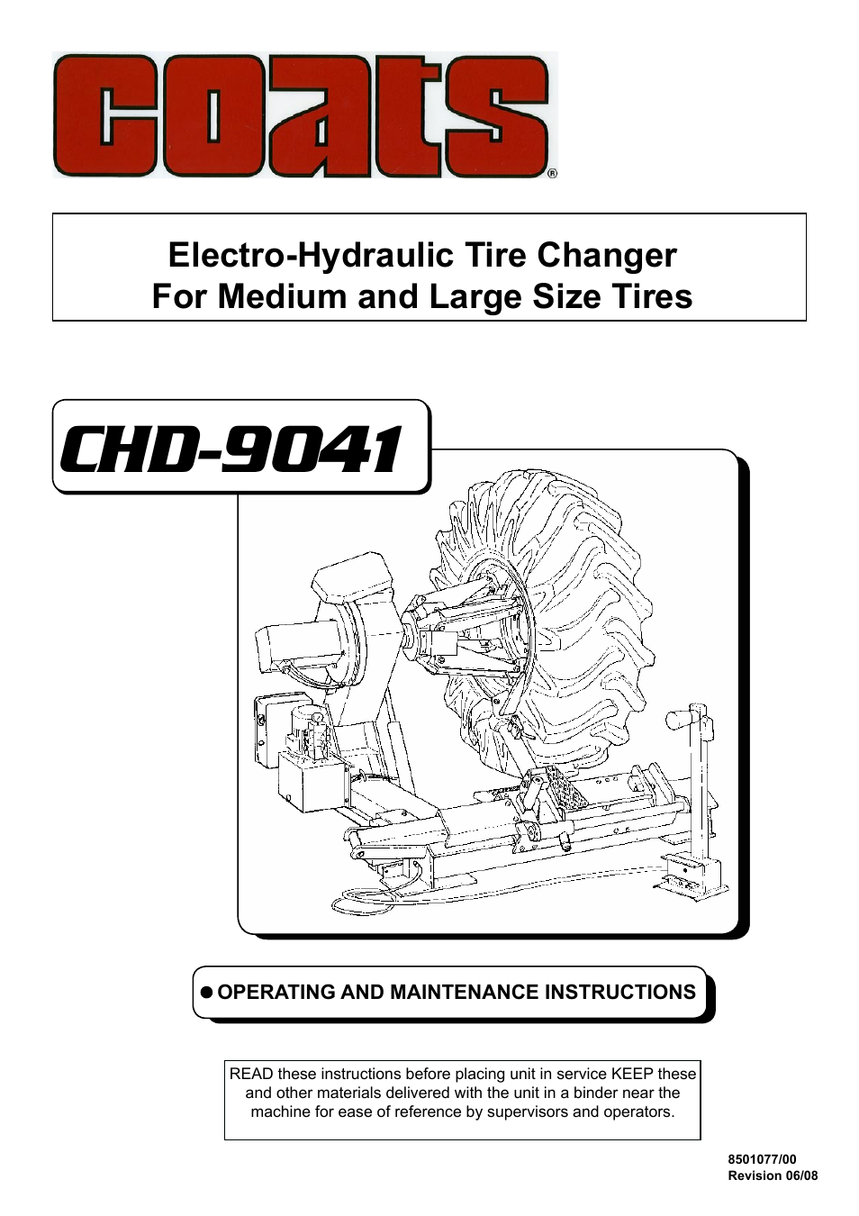 COATS CDH-9041 Electric-Hydraulic Tire Changer User Manual | 28 pages