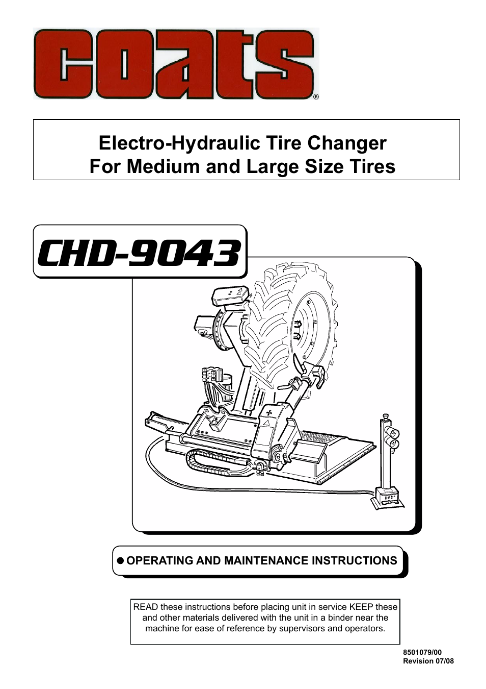 COATS CDH-9043 Electric-Hydraulic Tire Changer User Manual | 28 pages