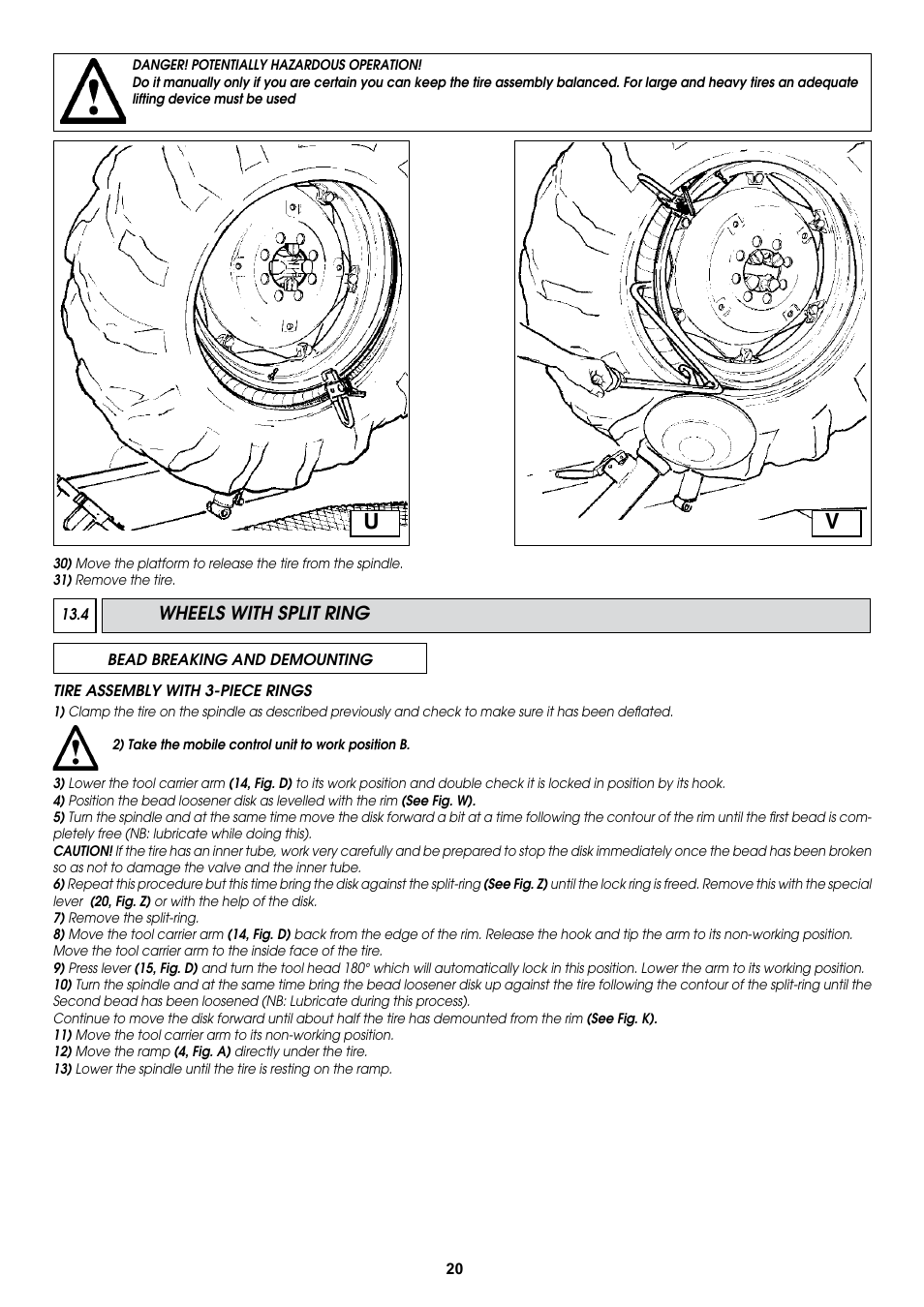 Wheels with split ring | COATS CDH-9043 Electric-Hydraulic Tire Changer User Manual | Page 20 / 28