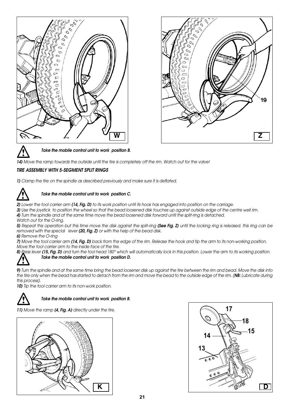 COATS CDH-9043 Electric-Hydraulic Tire Changer User Manual | Page 21 / 28