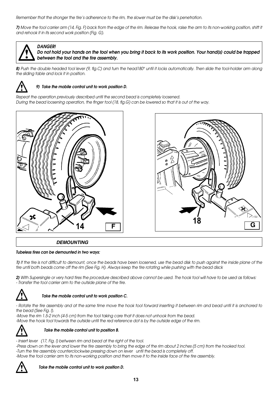 COATS CDH-9551 Electric-Hydraulic Tire Changer User Manual | Page 13 / 26