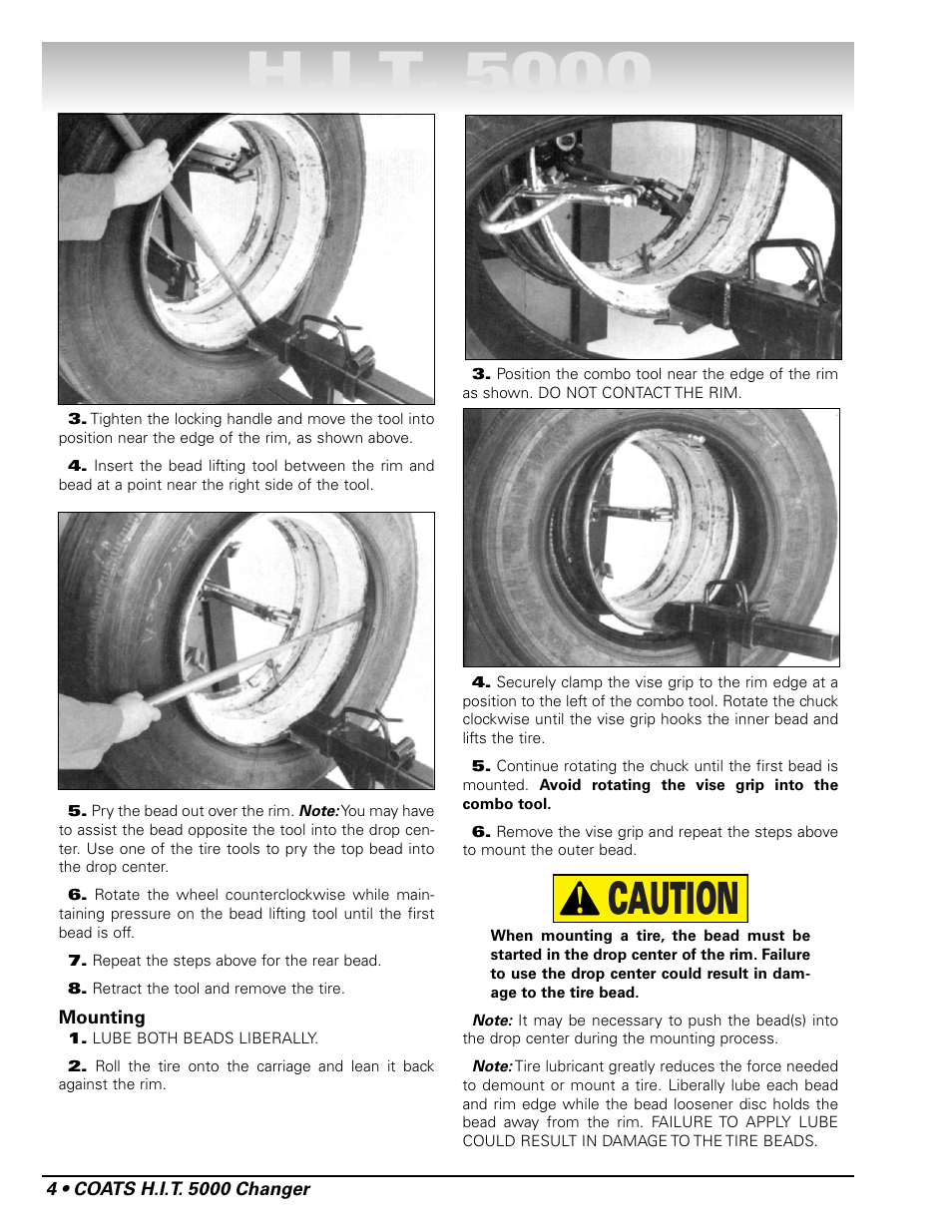 H.i.t. 5000, Caution | COATS HIT 5000 Truck Tire Changer User Manual | Page 10 / 16