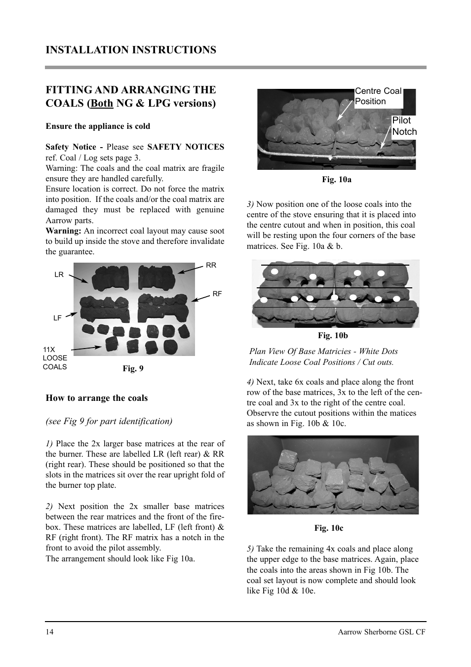 Installation instructions | Aarrow Fires Gas Stove User Manual | Page 14 / 46