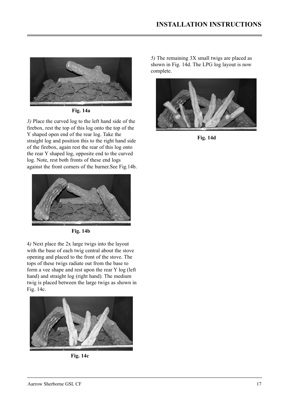 Installation instructions | Aarrow Fires Gas Stove User Manual | Page 17 / 46