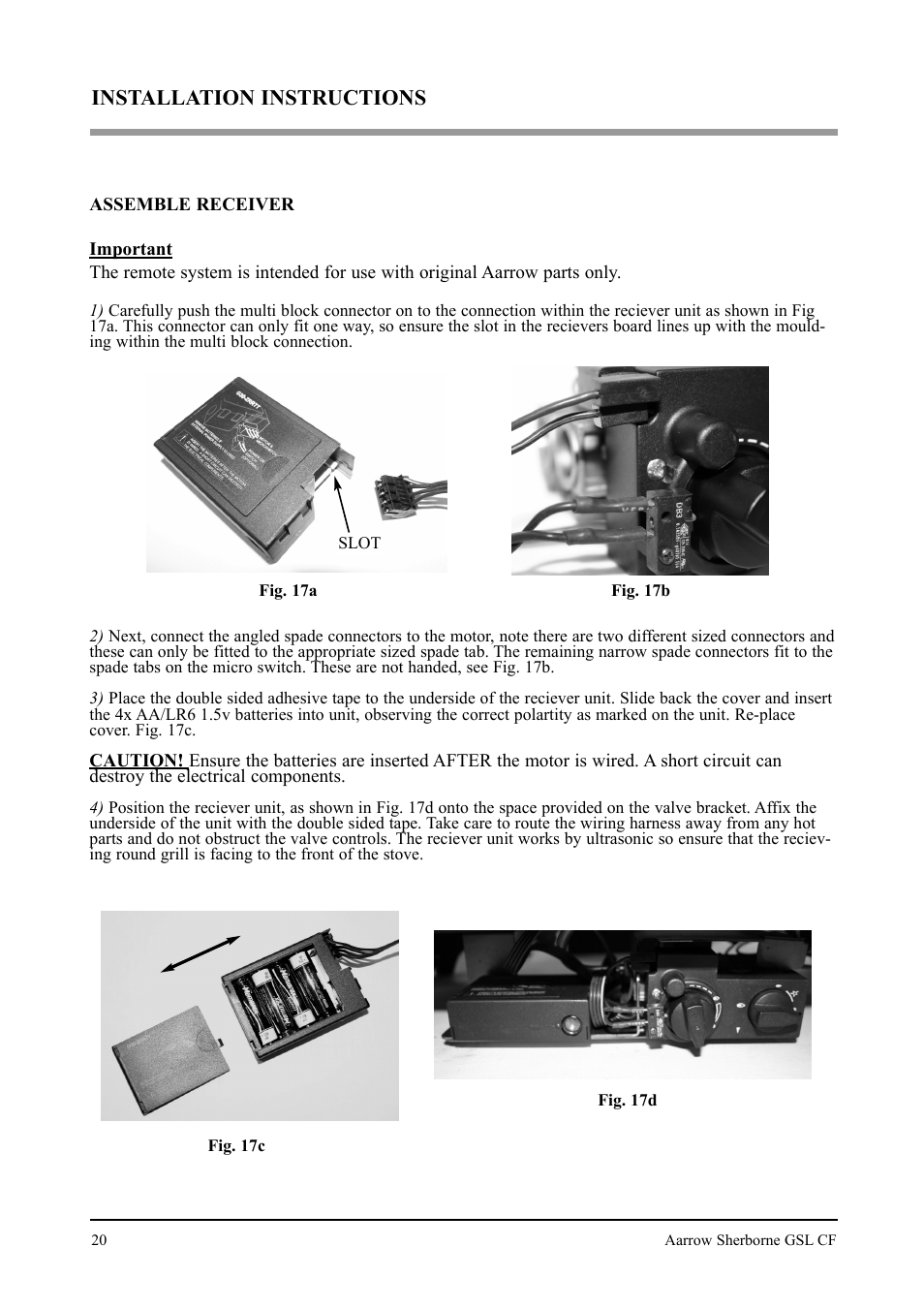 Installation instructions | Aarrow Fires Gas Stove User Manual | Page 20 / 46