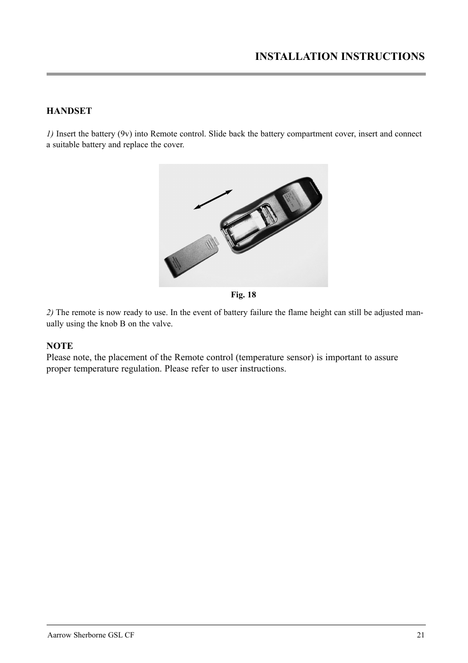 Installation instructions | Aarrow Fires Gas Stove User Manual | Page 21 / 46