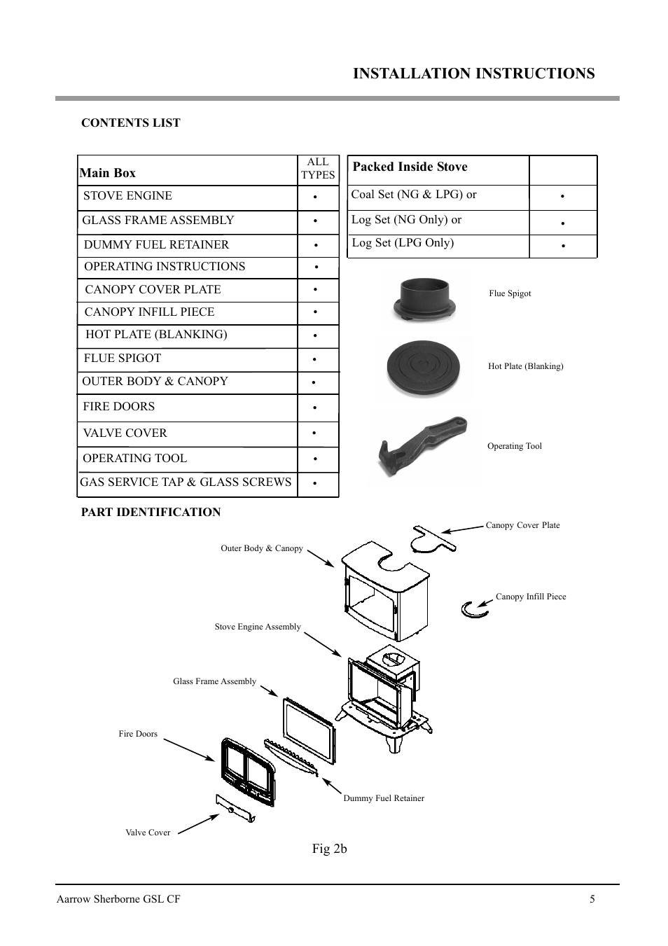 Installation instructions | Aarrow Fires Gas Stove User Manual | Page 5 / 46