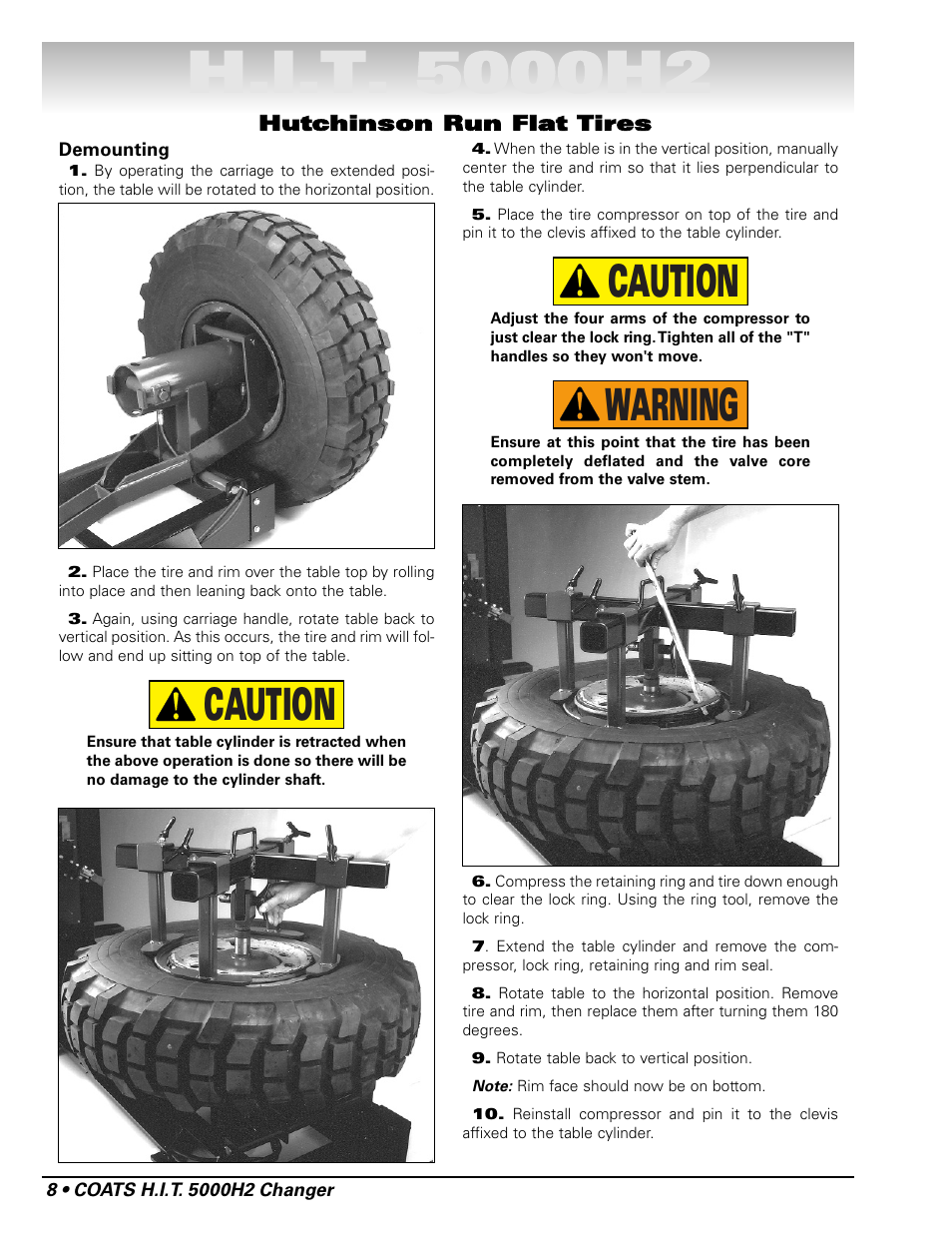 Warning caution caution | COATS HIT 5000H2 Truck Tire Changer User Manual | Page 14 / 28