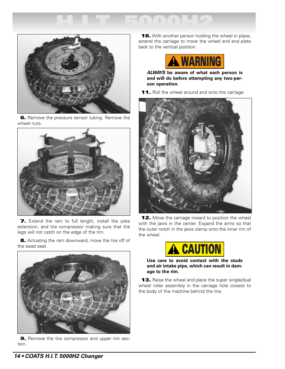 Caution warning | COATS HIT 5000H2 Truck Tire Changer User Manual | Page 20 / 28