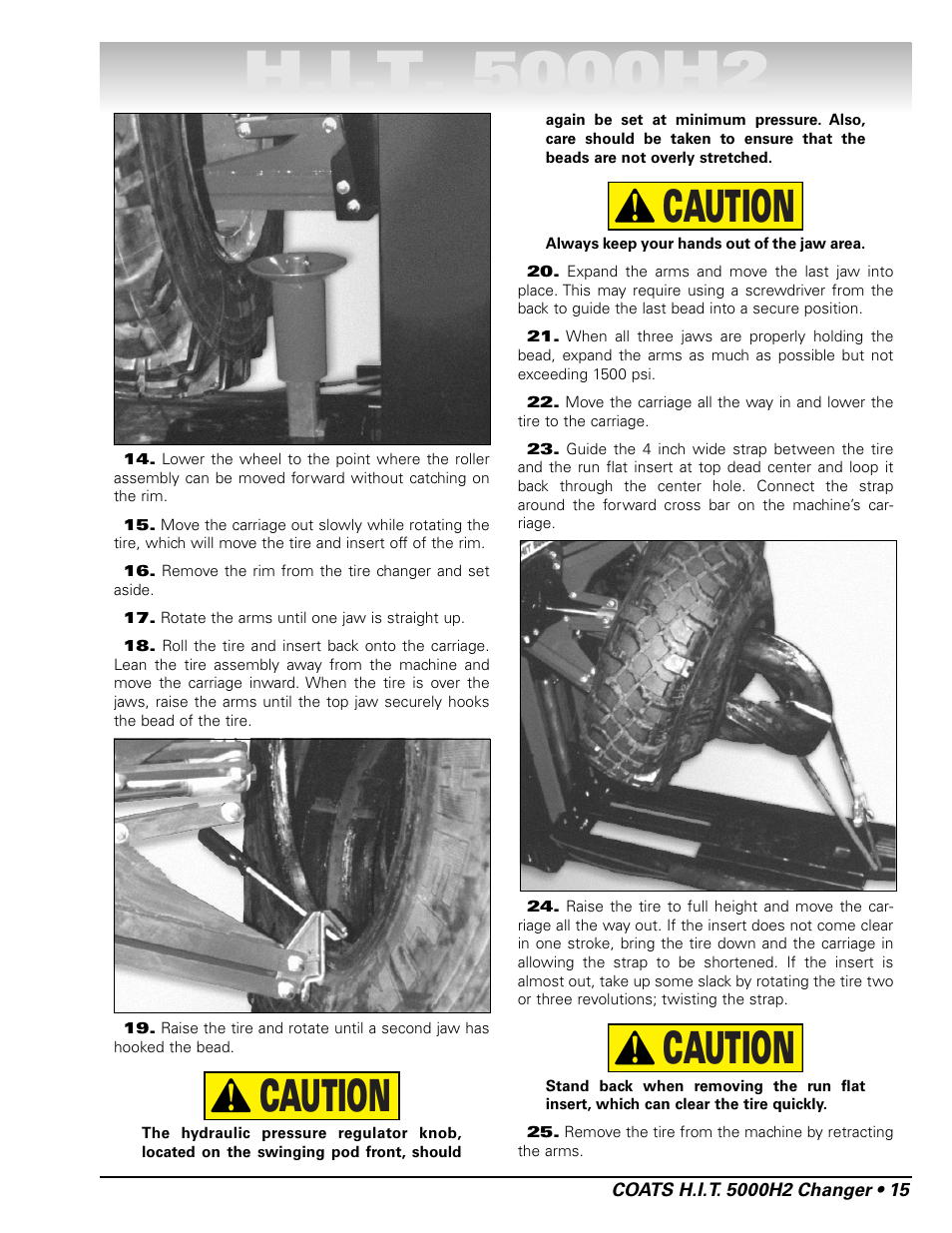 Caution | COATS HIT 5000H2 Truck Tire Changer User Manual | Page 21 / 28