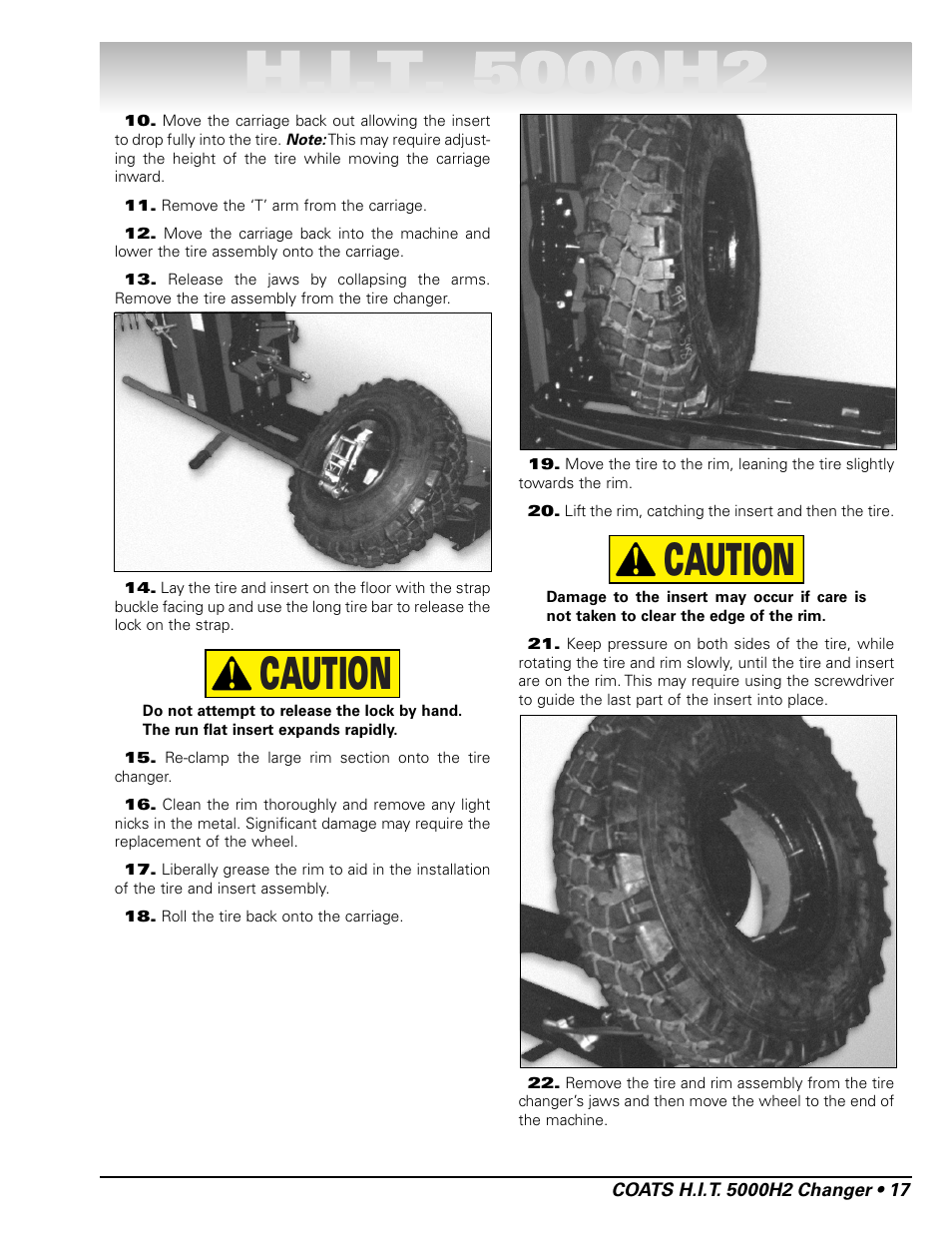 Caution | COATS HIT 5000H2 Truck Tire Changer User Manual | Page 23 / 28