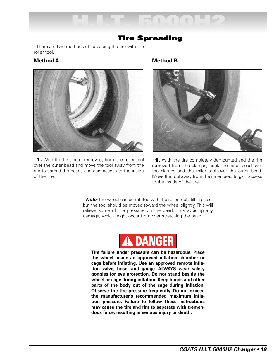 Danger | COATS HIT 5000H2 Truck Tire Changer User Manual | Page 25 / 28