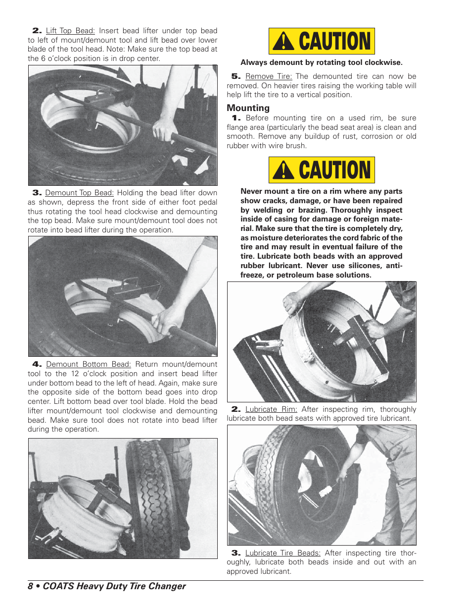 Caution | COATS HIT 6000 Truck Tire Changer User Manual | Page 10 / 16