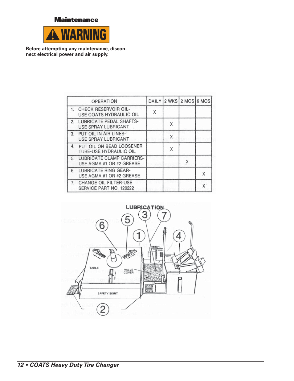 Warning | COATS HIT 6000 Truck Tire Changer User Manual | Page 14 / 16