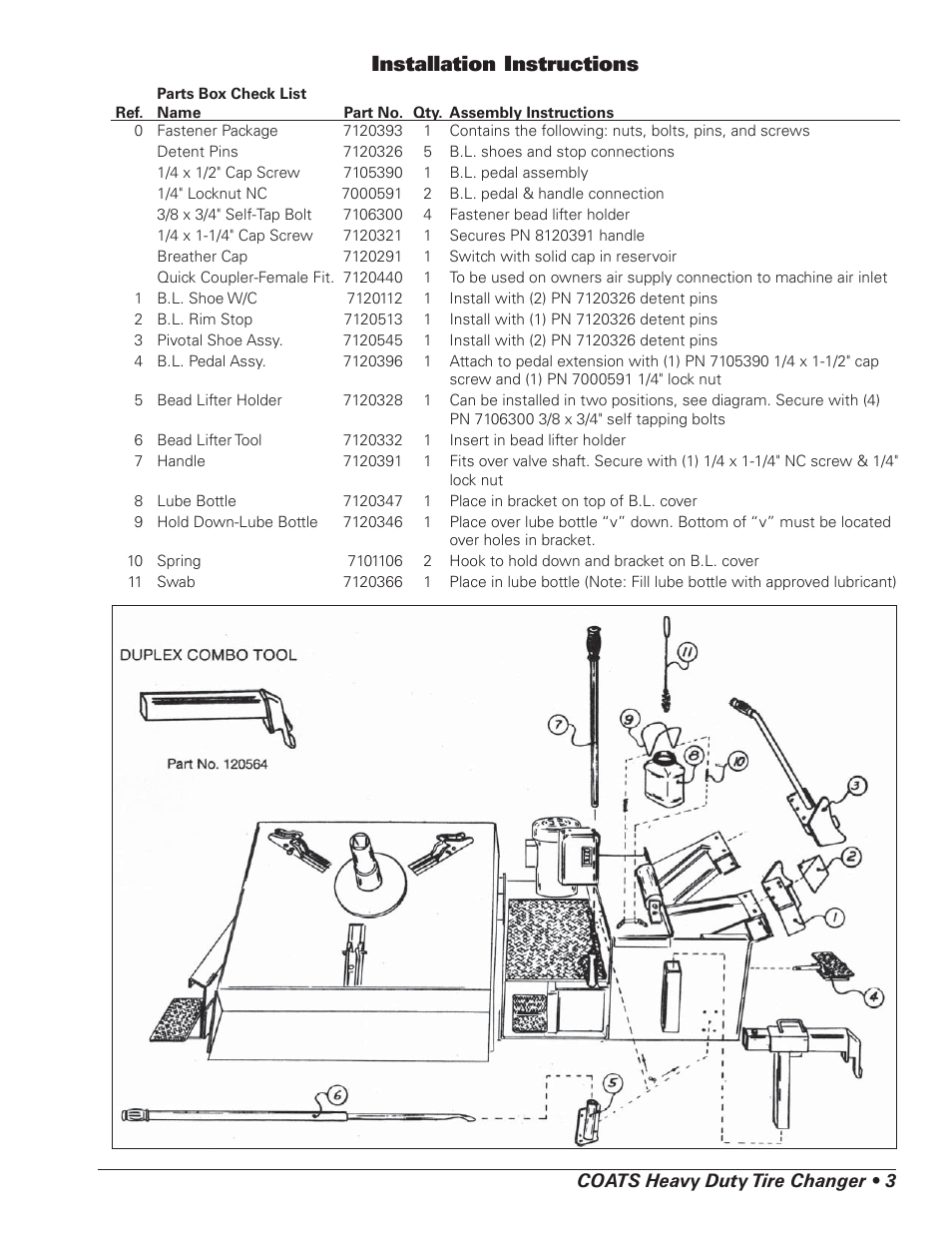 Installation instructions | COATS HIT 6000 Truck Tire Changer User Manual | Page 5 / 16