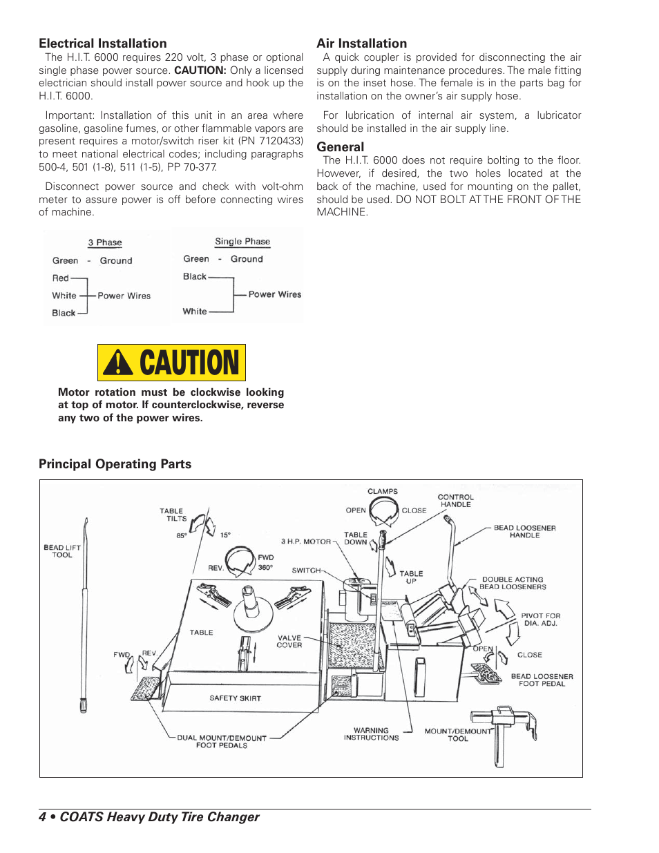 Caution | COATS HIT 6000 Truck Tire Changer User Manual | Page 6 / 16