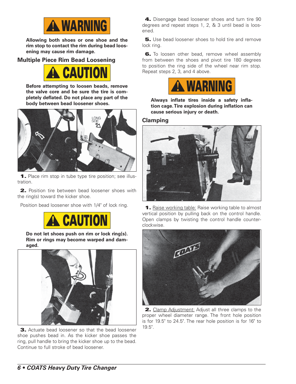 Caution, Warning | COATS HIT 6000 Truck Tire Changer User Manual | Page 8 / 16