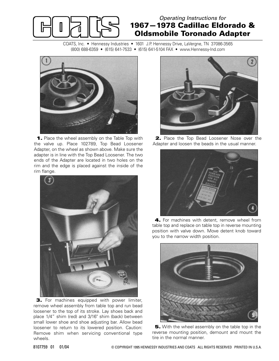 COATS 1967-1978 Adapter User Manual | 1 page